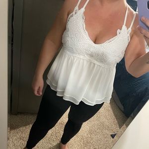 Large lace peplum top